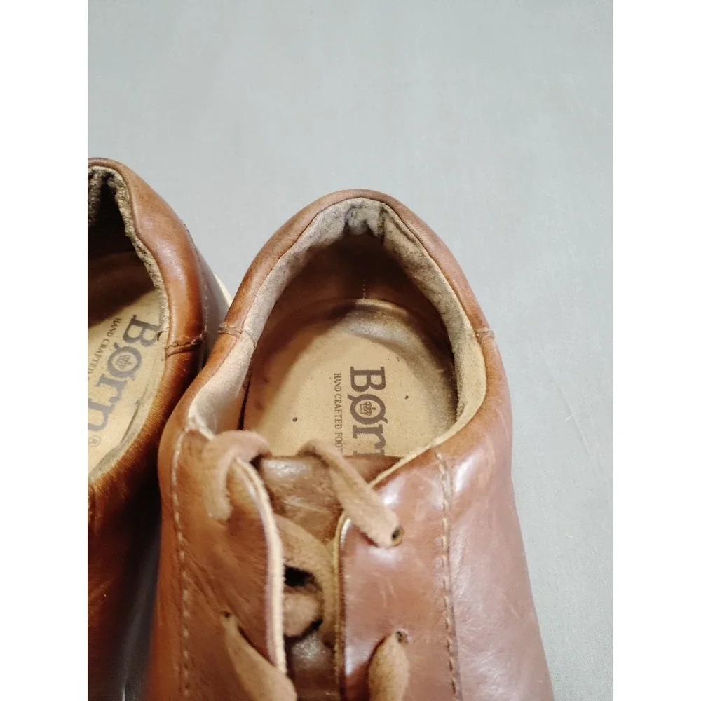 Born Cognac Leather Handcraft Distressed Lace Up Low Top Comfy Sneaker Men 10.5*